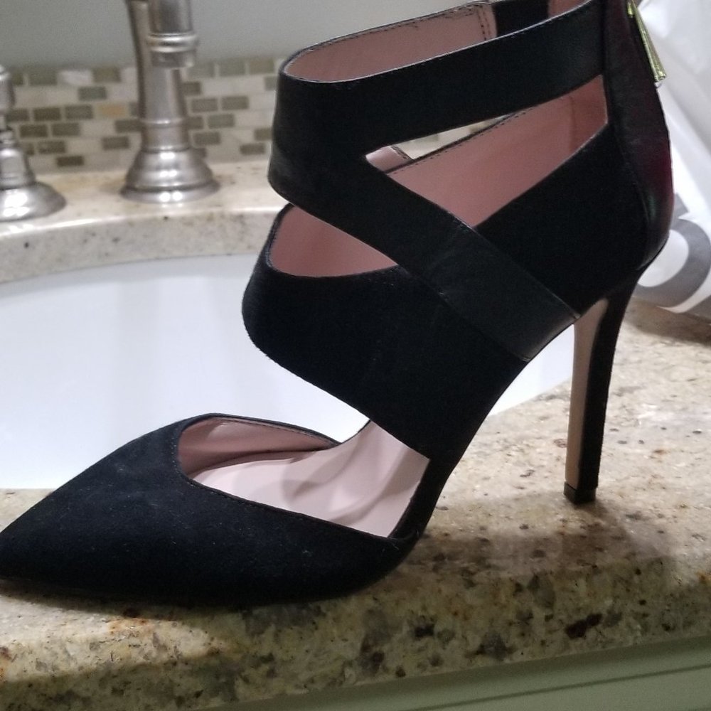 Vince Camuto suede heels with back zipper